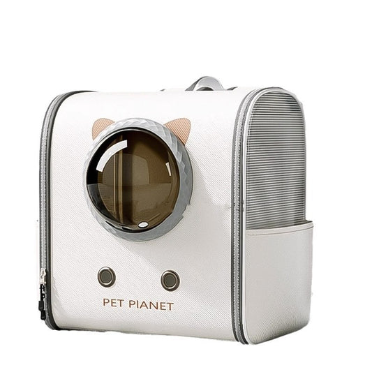 ペット用 キャットバッグ リュックサック 外出用 ランドセル キャットケージ ペットバックパック スペースカプセル ストレス軽減 通気性が良い 携帯便利 大容量 折りたたみできる おしゃれな グレー CWB-N011