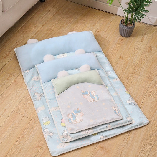 犬用ベッド 涼感マット ペット用品 テディ 四季に適した 小型・中型犬 猫用ベッド マット 夏 快適 涼しい 大きい 洗える 柔らかい ブルー GW-N016