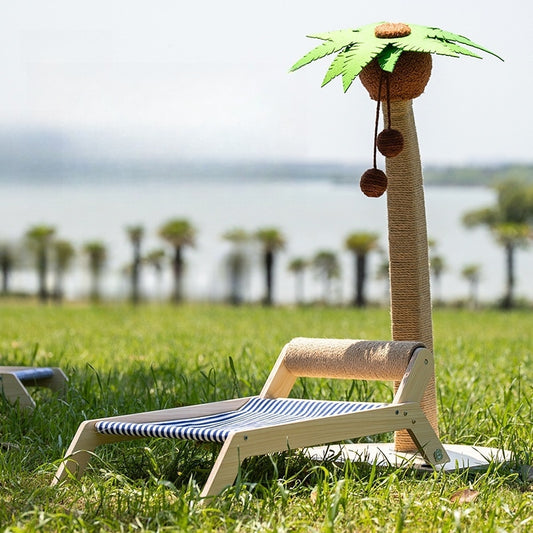 猫用ベッド 夏 ビーチベッド 猫ベッド キャットタワー 四季に適した リクライニングチェア 猫用ハンモック 爪とぎ 地上高 無垢材 頑丈 耐久性がある 快適 ブルー MW-N009