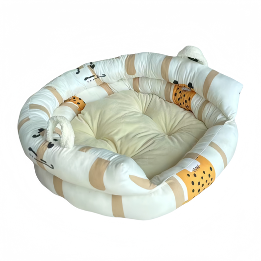 猫用ベッド ペット用マット キャラクター バスケット型のペットベッド 春夏 ペット用 中小型犬 綿100% 高めの囲い 柔らかい 耐久性が高い 厚手 キャラクター 耐久性のある グレー MW-N017