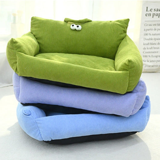 猫用ベッド ペット用ソファ 犬用ベッド 四季対応 ペット用マット ペット用ベッド 中小型犬 ベッドマット 持ち手付き 快適 厚め 水洗いできる 柔らかい かわいい グリーン MW-N023