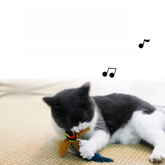 ペット 鳴く鳥 おもちゃ 猫じゃらし 猫のおもちゃ 子猫用おもちゃ 吊るせる ぬいぐるみ 音が出る 自分で楽しむ 退屈を紛らわせる 猫じゃらし かわいい ブルー WJ-N002