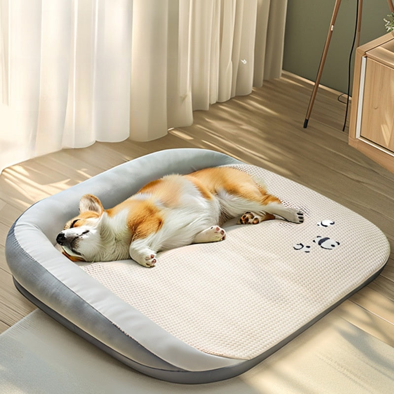 犬用ベッド　四季に適した　犬用マット　春夏用　マット　ソファベッド　ペット用ベッド　猫用ベッド　取り外して洗える　快適　アイスシルク　爪とぎに強い　高反発　柔らかい　グレー　GW-N019