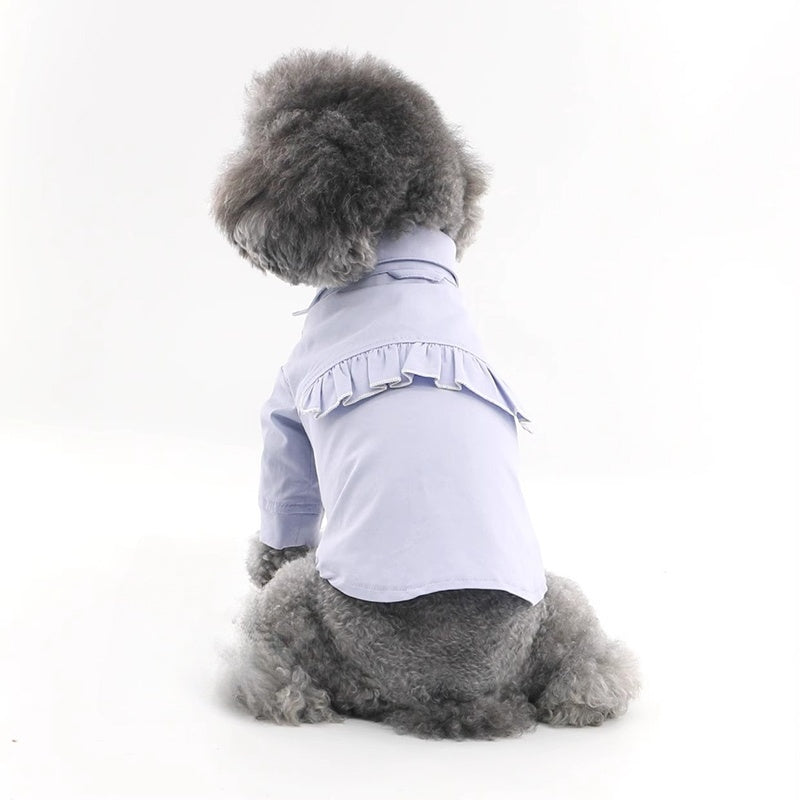 ペット　夏　犬用の服　テディ　ビション・フリーゼ　ペット用　誕生日用ドレス　薄手　シャツ　カップル　誕生日用ドレス　レース　快適　かわいい　パープル 　FZ-N008