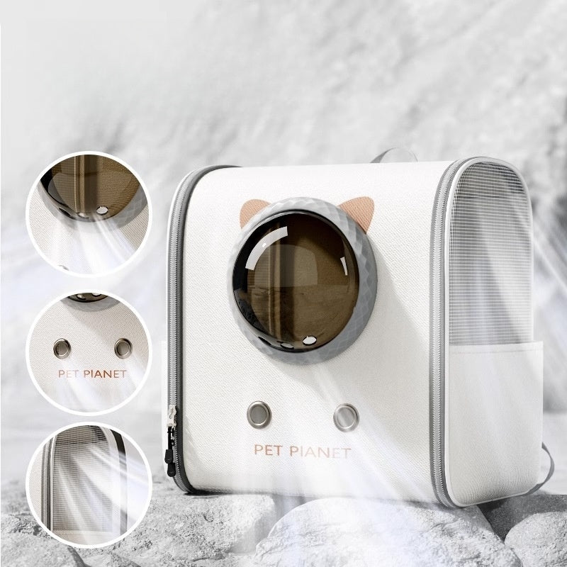 ペット用　キャットバッグ　リュックサック　外出用　ランドセル　キャットケージ　ペットバックパック　スペースカプセル　ストレス軽減　通気性が良い　携帯便利　大容量　折りたたみできる　おしゃれな　グレー　CWB-N011