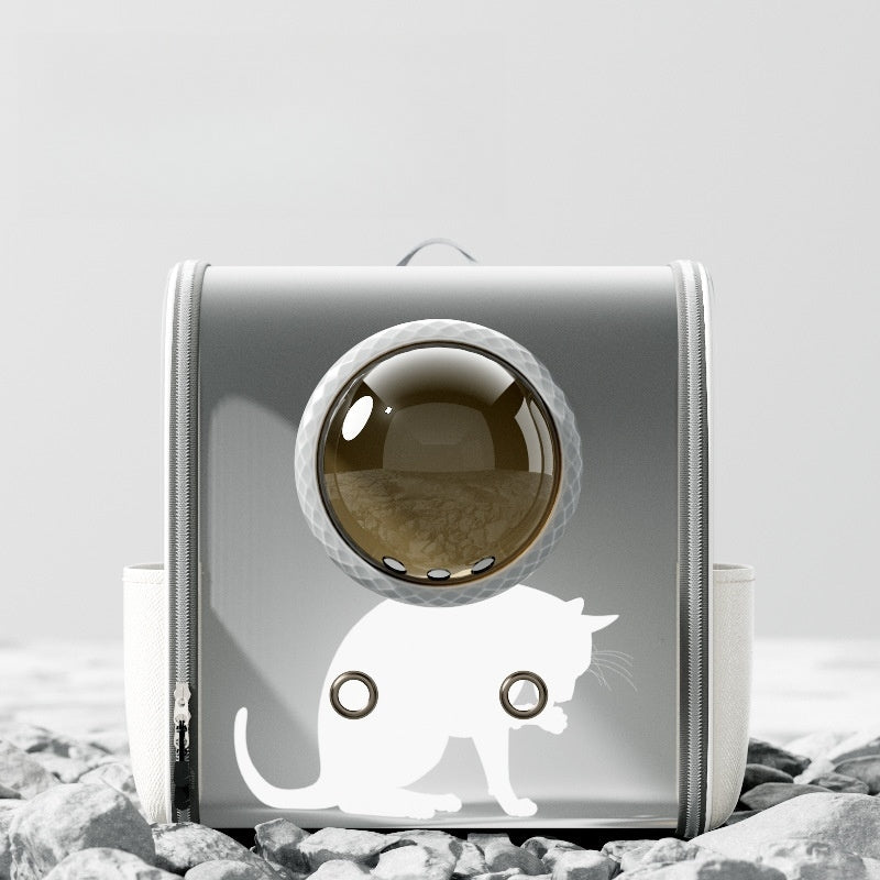 ペット用　キャットバッグ　リュックサック　外出用　ランドセル　キャットケージ　ペットバックパック　スペースカプセル　ストレス軽減　通気性が良い　携帯便利　大容量　折りたたみできる　おしゃれな　グレー　CWB-N011