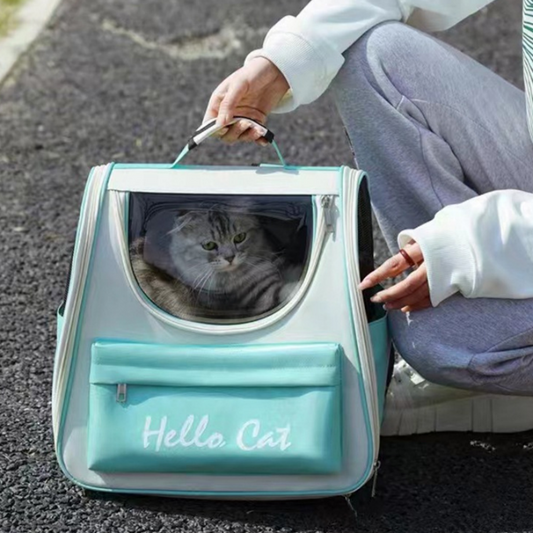 猫・犬用バックパック　キャットバッグ　外出用　リュックサック　ハンドバッグ　ペット用　キャットボックス　四季に適した　通気性　折りたたみ可能　快適　携帯便利　大容量　ファッション　グリーン　CWB-N012