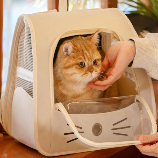 猫用ランドセル　リュックサック　旅行バッグ　車載用　ペットバックパック　ペット用　多機能バッグ　携帯ペットバッグ　爪とぎに強い　耐摩耗　折りたたみ可能　通気性が良い　大きい　かわいい　グレー　CWB-N015