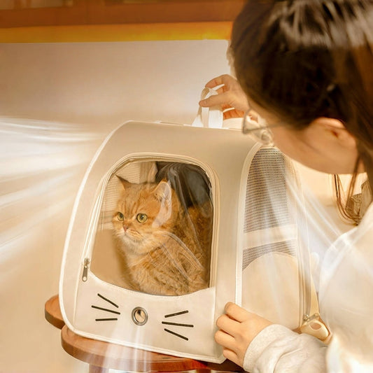 猫用ランドセル　リュックサック　旅行バッグ　車載用　ペットバックパック　ペット用　多機能バッグ　携帯ペットバッグ　爪とぎに強い　耐摩耗　折りたたみ可能　通気性が良い　大きい　かわいい　グレー　CWB-N015