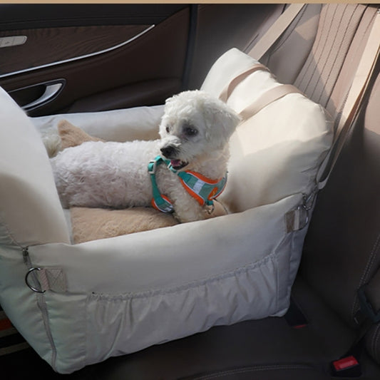 ペット車載ベッド　犬用車載ベッド　車用チャイルドシート　四季対応　犬用ベッド　カーキャリー　ハンドバッグ　ペット用　耐摩耗　汚れに強い　安全　快適　柔らかい　携帯便利　ホワイト　CZW-N001