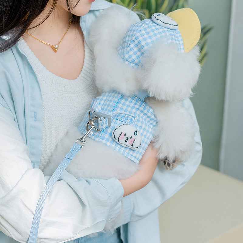 ペット服　春夏用　アウトドア　腕締め防止帽子　調節可能　猫の服　中小型犬　犬の服　高反発　耳が出る　通気性良好　日除け　柔らかい　かわいい　ブルー　FZ-N009