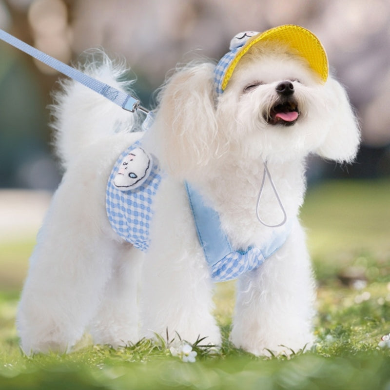 ペット服　春夏用　アウトドア　腕締め防止帽子　調節可能　猫の服　中小型犬　犬の服　高反発　耳が出る　通気性良好　日除け　柔らかい　かわいい　ブルー　FZ-N009