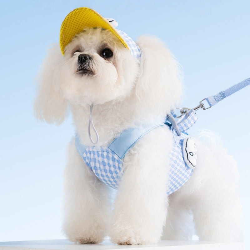 ペット服　春夏用　アウトドア　腕締め防止帽子　調節可能　猫の服　中小型犬　犬の服　高反発　耳が出る　通気性良好　日除け　柔らかい　かわいい　ブルー　FZ-N009