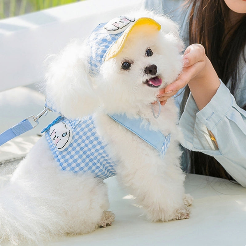 ペット服　春夏用　アウトドア　腕締め防止帽子　調節可能　猫の服　中小型犬　犬の服　高反発　耳が出る　通気性良好　日除け　柔らかい　かわいい　ブルー　FZ-N009