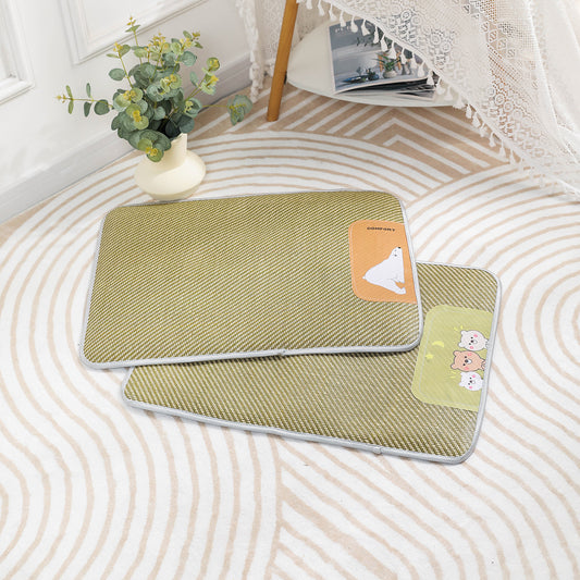 犬用涼感マット　寝用　ペット　四季に適した　ラタンマット　冷感マット　フロアマット　寝マット　夏　快適　摩耗に強い　大きい　防湿　柔らかい　グリーン　GW-N015