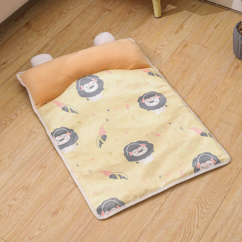 犬用ベッド　涼感マット　ペット用品　テディ　四季に適した　小型・中型犬　猫用ベッド　マット　夏　快適　涼しい　大きい　洗える　柔らかい　ブルー　GW-N016