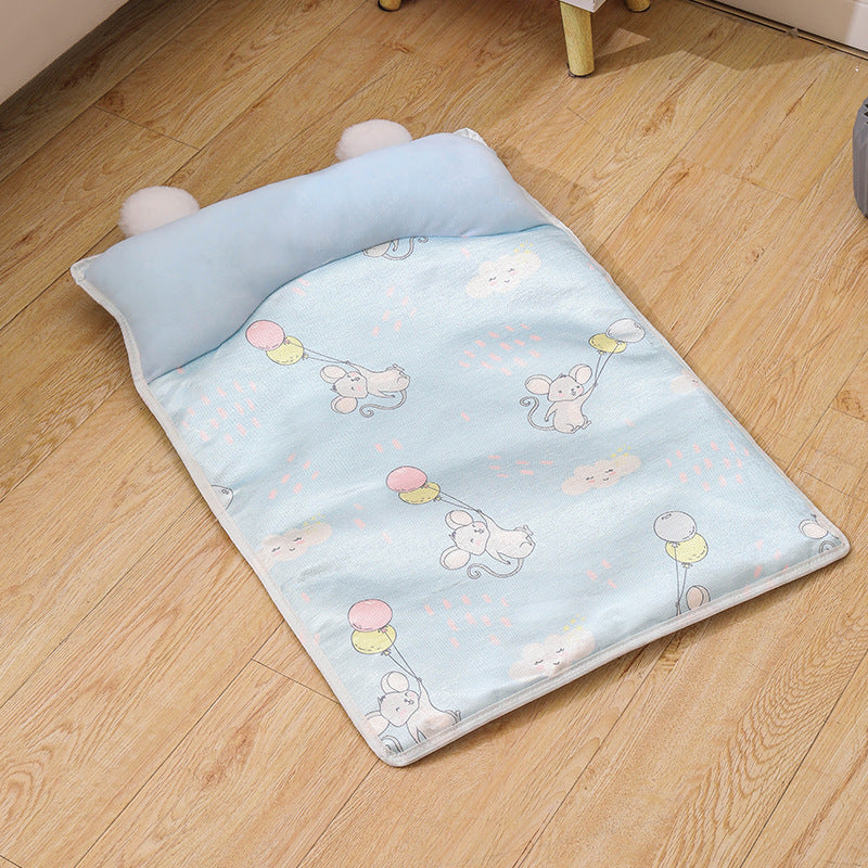 犬用ベッド　涼感マット　ペット用品　テディ　四季に適した　小型・中型犬　猫用ベッド　マット　夏　快適　涼しい　大きい　洗える　柔らかい　ブルー　GW-N016