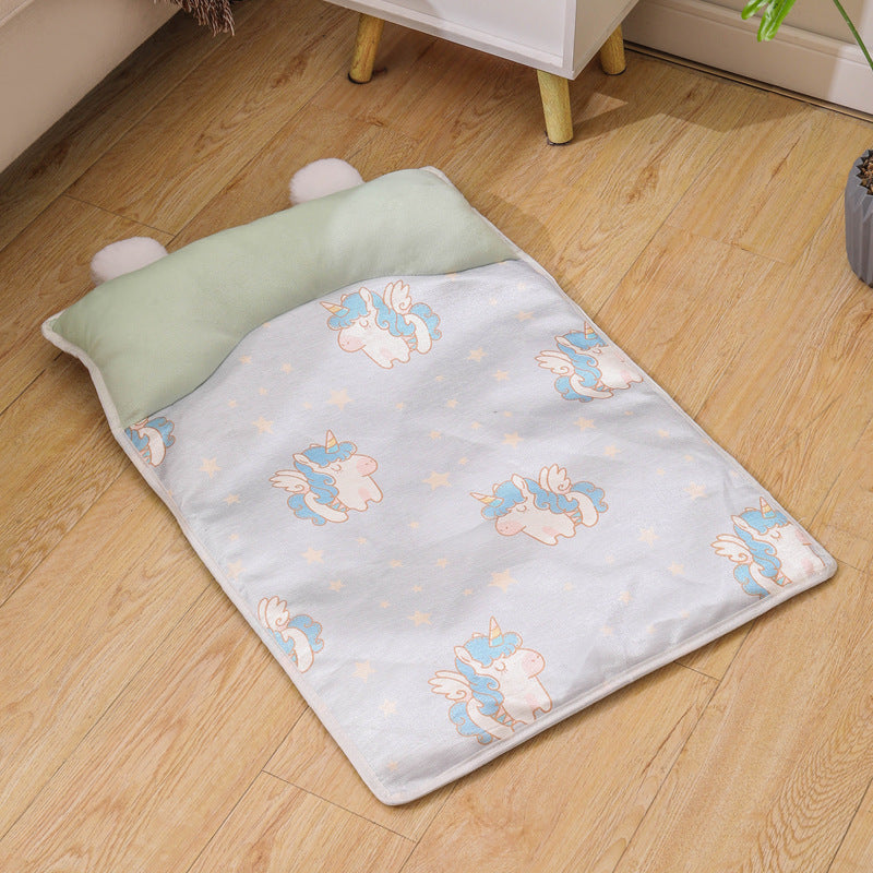 犬用ベッド　涼感マット　ペット用品　テディ　四季に適した　小型・中型犬　猫用ベッド　マット　夏　快適　涼しい　大きい　洗える　柔らかい　ブルー　GW-N016