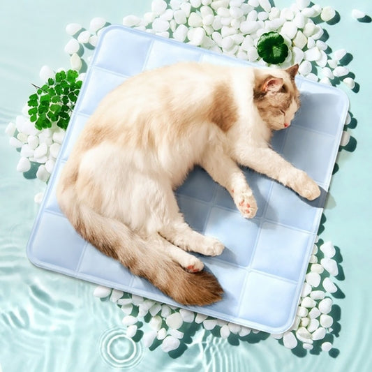ペット用アイスマット　犬用涼感ベッド　犬用ベッド　夏用　猫用ベッド　冷感マット　中小型犬　ひんやり座布団　耐摩耗　快適　洗える　涼しい　防水　実用　ブルー　GW-N021
