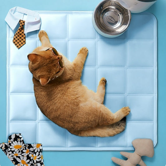 ペット用アイスマット　犬用涼感ベッド　犬用ベッド　夏用　猫用ベッド　冷感マット　中小型犬　ひんやり座布団　耐摩耗　快適　洗える　涼しい　防水　実用　ブルー　GW-N021