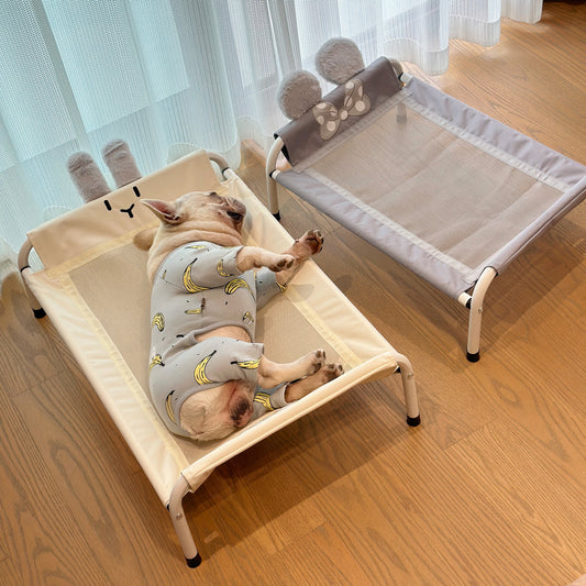 犬用マット　折りたたみベッド　ソファベッド　夏　大屋外用ドッグハウス　ペットベッド　中型・大型犬　ペット用　防湿　丈夫　地面から浮かす　大きい　洗える　耐える　グレー　GW-N024