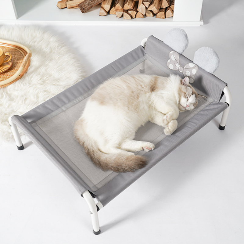 犬用マット　折りたたみベッド　ソファベッド　夏　大屋外用ドッグハウス　ペットベッド　中型・大型犬　ペット用　防湿　丈夫　地面から浮かす　大きい　洗える　耐える　グレー　GW-N024