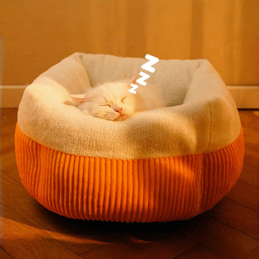 猫用ベッド　ペットベッド　四季対応　犬用ベッド　ソファベッド　ペット用　中小型犬　ペット用マット　滑り止め　快適　厚手　暖かさ　ふわふわ　おしゃれな　オレンジ　MW-N001