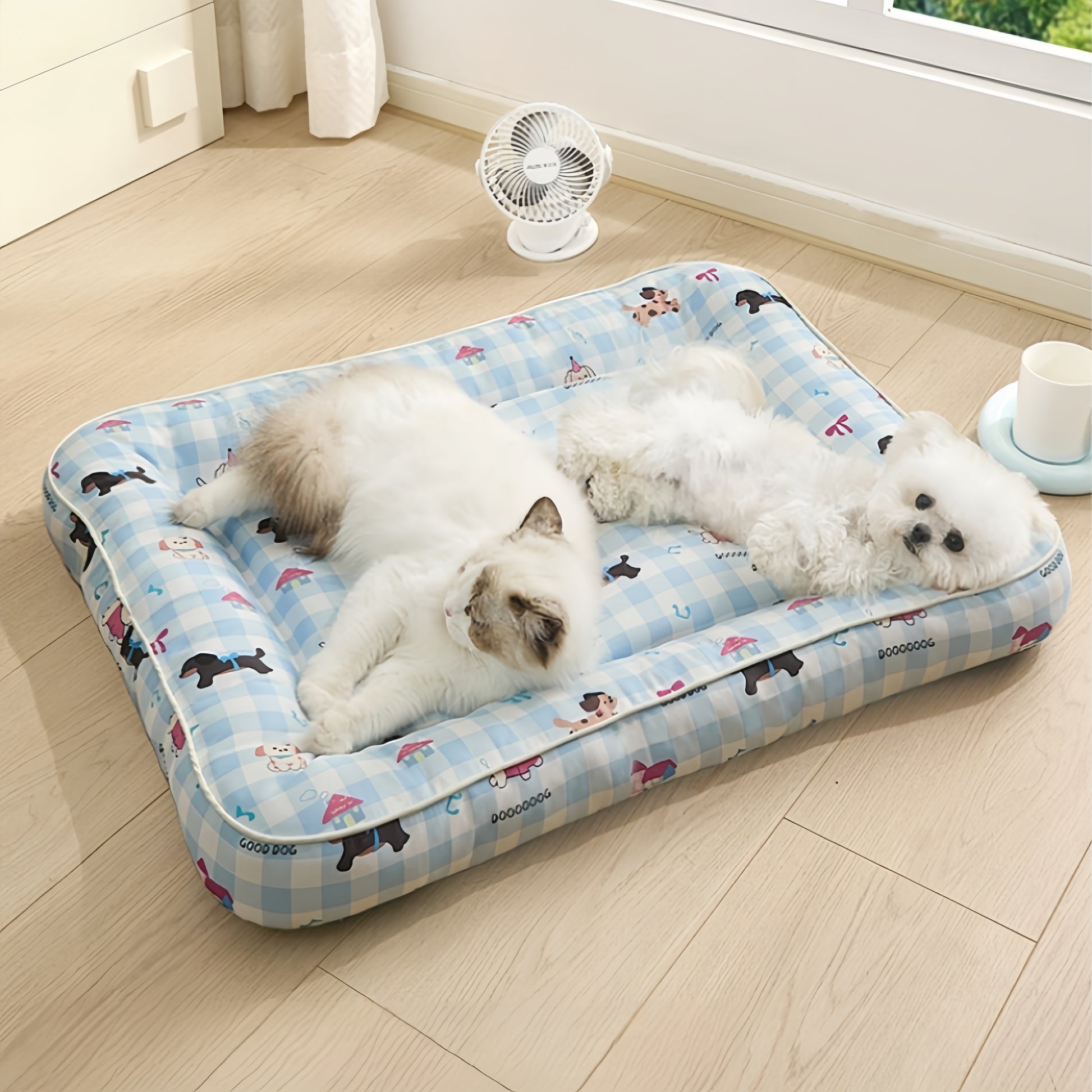 防水猫ベッド　四季に適した　寝マット　ペット用床　寝マット　猫ベッド　ペット用冷却マット　犬用ベッド　夏　快適　厚手　滑り止め　柔らかい　大きい　ブルー　MW-N007