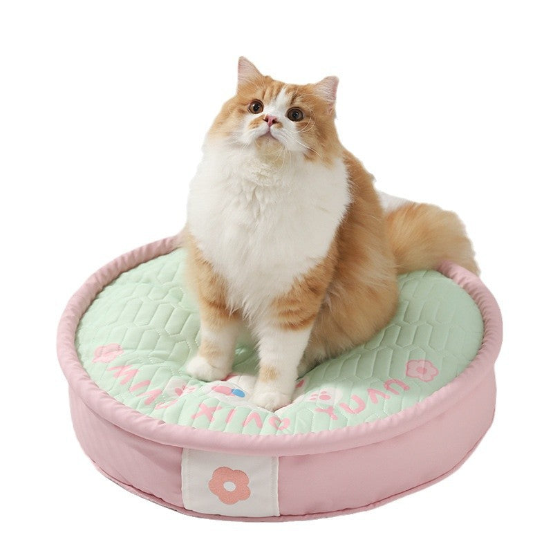 涼感マット　夏　猫用マット　猫ベッド　夏　ペット用涼感マット　アイスシルク　四季対応　取り外して洗える　快適　滑り止め　洗濯機で洗える　柔らかい　かわいい　ピンク　MW-N013