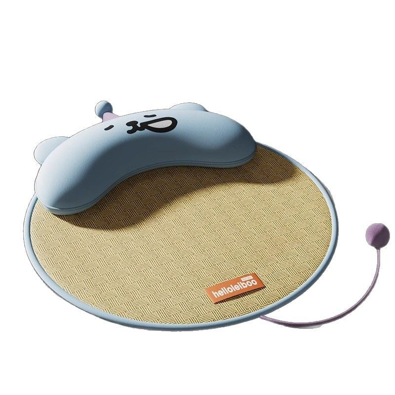 猫用ベッド　涼感マット　睡眠用　四季対応　スエード　犬用ベッド　夏　ペット用　通気性が良い　快適　爪とぎに強い　首サポート　滑り止め　かわいい　ブルー　MW-N014