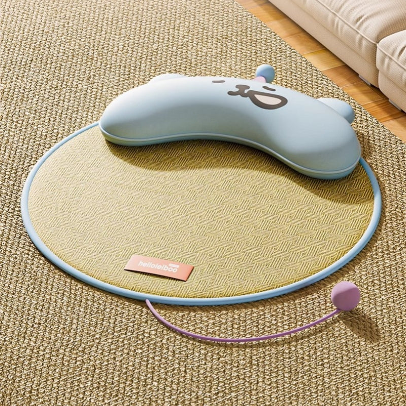 猫用ベッド　涼感マット　睡眠用　四季対応　スエード　犬用ベッド　夏　ペット用　通気性が良い　快適　爪とぎに強い　首サポート　滑り止め　かわいい　ブルー　MW-N014