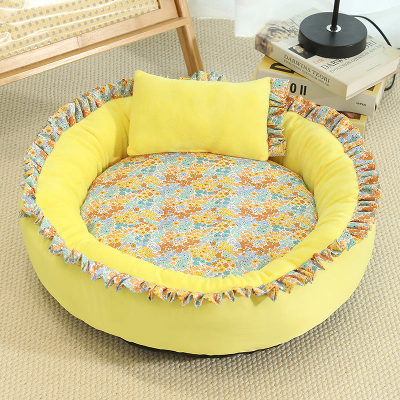 猫用ベッド　四季に適した　ペット用マット　夏　犬用ベッド　ペット用　円形ペットベッド　小型・中型犬　洗える　快適　厚手　大きなスペース　柔らかい　かわいい　グリーン　MW-N015