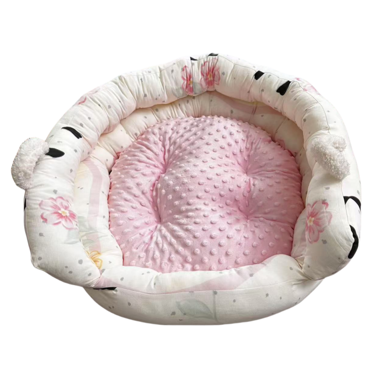 猫用ベッド　ペット用マット　キャラクター　バスケット型のペットベッド　春夏　ペット用　中小型犬　綿100%　高めの囲い　柔らかい　耐久性が高い　厚手　キャラクター　耐久性のある　グレー　MW-N017
