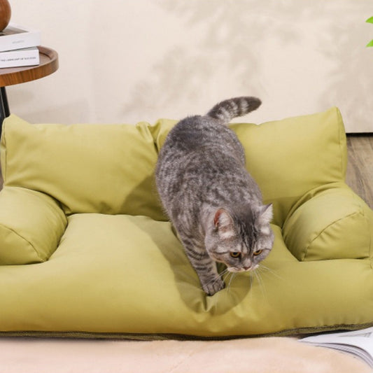 猫用ベッド　ペット用マット　犬用ベッド　四季対応　ペット用ソファ　猫用ソファ　中小型犬　ペット用ソファベッド 　防水　快適　通気性　大きい　柔らかい　おしゃれな　ブルー　MW-N020