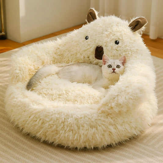 猫用ベッド　ペット用ベッド　犬用ベッド　四季対応　ペット用ソファ　秋冬　中・小型ペット　猫用マット　保温　快適　厚め　通気性が良い　柔らかい　かわいい　ホワイト　MW-N024