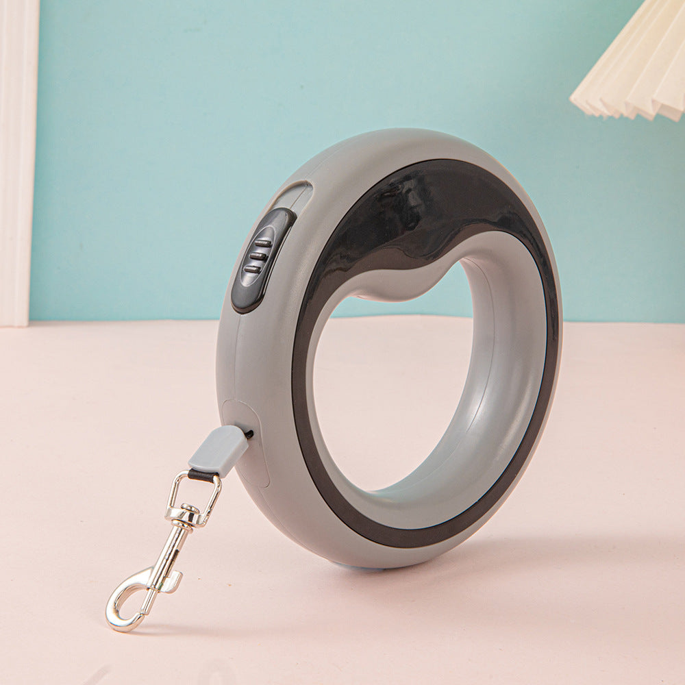 ペット用牽引器　犬用チェーン　アウトドア用　中小大型犬用　リード　散歩用リード　牽引ロープ　ペット用　摩耗に強い　耐久性の高い　安全　調節可能　軽量　便利　グレー　QYS-N004