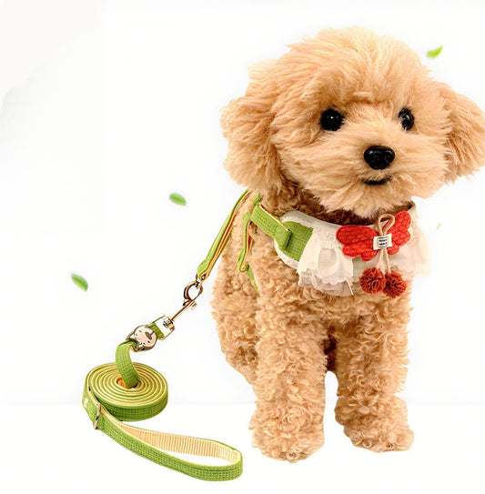 犬用リード　ペット用ハーネス　アウトドア用　ドッグチェーン　ベストタイプ　ペット用　小型・中型犬用　散歩用リード　軽量　調節可能　携帯便利　迷子防止　通気性良い　かわいい　ピンク　QYS-N007