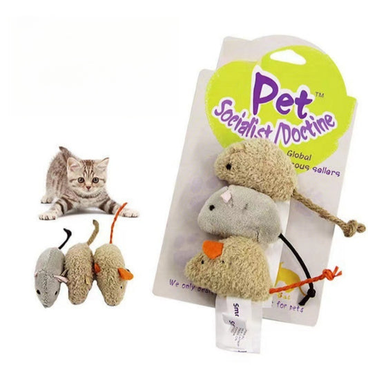 猫のおもちゃ　猫を楽しませる　ペット用品　子猫用おもちゃ　3匹セット　ペット用　ぬいぐるみのネズミ　ペット用　リアルな　噛みに強い　安全　引っ掻きに強い　環境に優しい　かわいい　グレー　WJ-N001