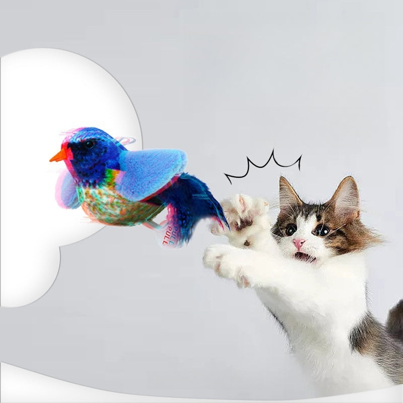 ペット　鳴く鳥　おもちゃ　猫じゃらし　猫のおもちゃ　子猫用おもちゃ　吊るせる　ぬいぐるみ　音が出る　自分で楽しむ　退屈を紛らわせる　猫じゃらし　かわいい　ブルー　WJ-N002