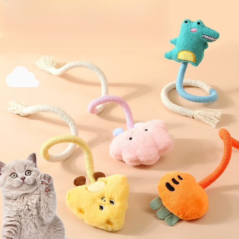 猫　猫のおもちゃ　おもちゃ　猫じゃらし　ぬいぐるみ　ペット用　噛むロープ　歯を磨く　退屈を紛らわせる　キャットニップ　自分で楽しむ　静か　コットンロープ　かわいい　オレンジ　WJ-N004