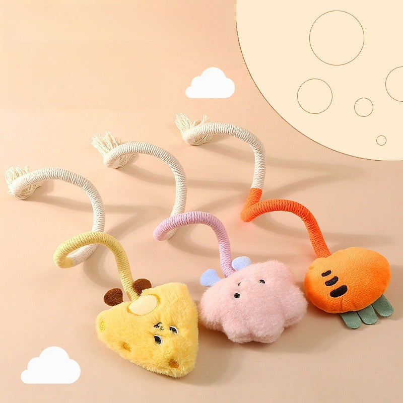 猫　猫のおもちゃ　おもちゃ　猫じゃらし　ぬいぐるみ　ペット用　噛むロープ　歯を磨く　退屈を紛らわせる　キャットニップ　自分で楽しむ　静か　コットンロープ　かわいい　オレンジ　WJ-N004