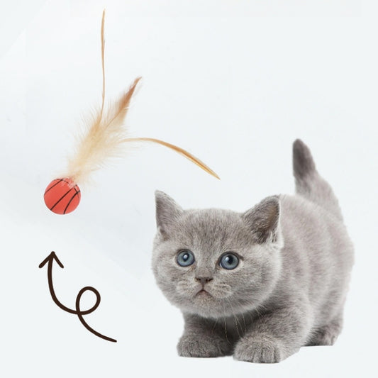 ペット　猫のおもちゃ　バウンスフェザー ボール　おもちゃ　インタラクティブおもちゃ　ペット用　バウンスボール　猫　退屈を紛らわせる　自分で楽しむ　羽　噛みに強い　キャットニップ入り　弾力が強い　モノクロ　WJ-N005