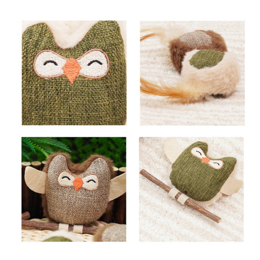 猫のおもちゃ　ペット用品　子猫　ぬいぐるみ　歯磨き棒　ペット用　歯をきれいにする　キャットニップ　退屈を紛らわせる　マタタビ　噛みに強い　自分で楽しむ　羽　かわいい　フクロウ　WJ-N006