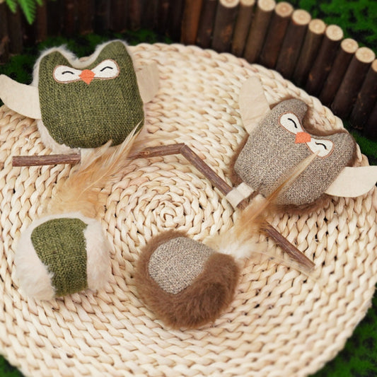 猫のおもちゃ　ペット用品　子猫　ぬいぐるみ　歯磨き棒　ペット用　歯をきれいにする　キャットニップ　退屈を紛らわせる　マタタビ　噛みに強い　自分で楽しむ　羽　かわいい　フクロウ　WJ-N006