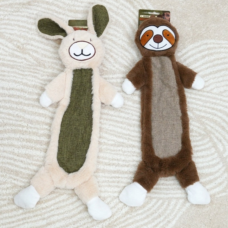 犬用音が出るおもちゃ　ウサギ毛のぬいぐるみ　犬床　中・大型犬用　ぬいぐるみ　歯磨き玩具　眠りのぬいぐるみ　ペット用　噛みに強い　自分で楽しむおもちゃ　安全　歯磨き　柔らかい　かわいい　ブラウン　WJ-N014
